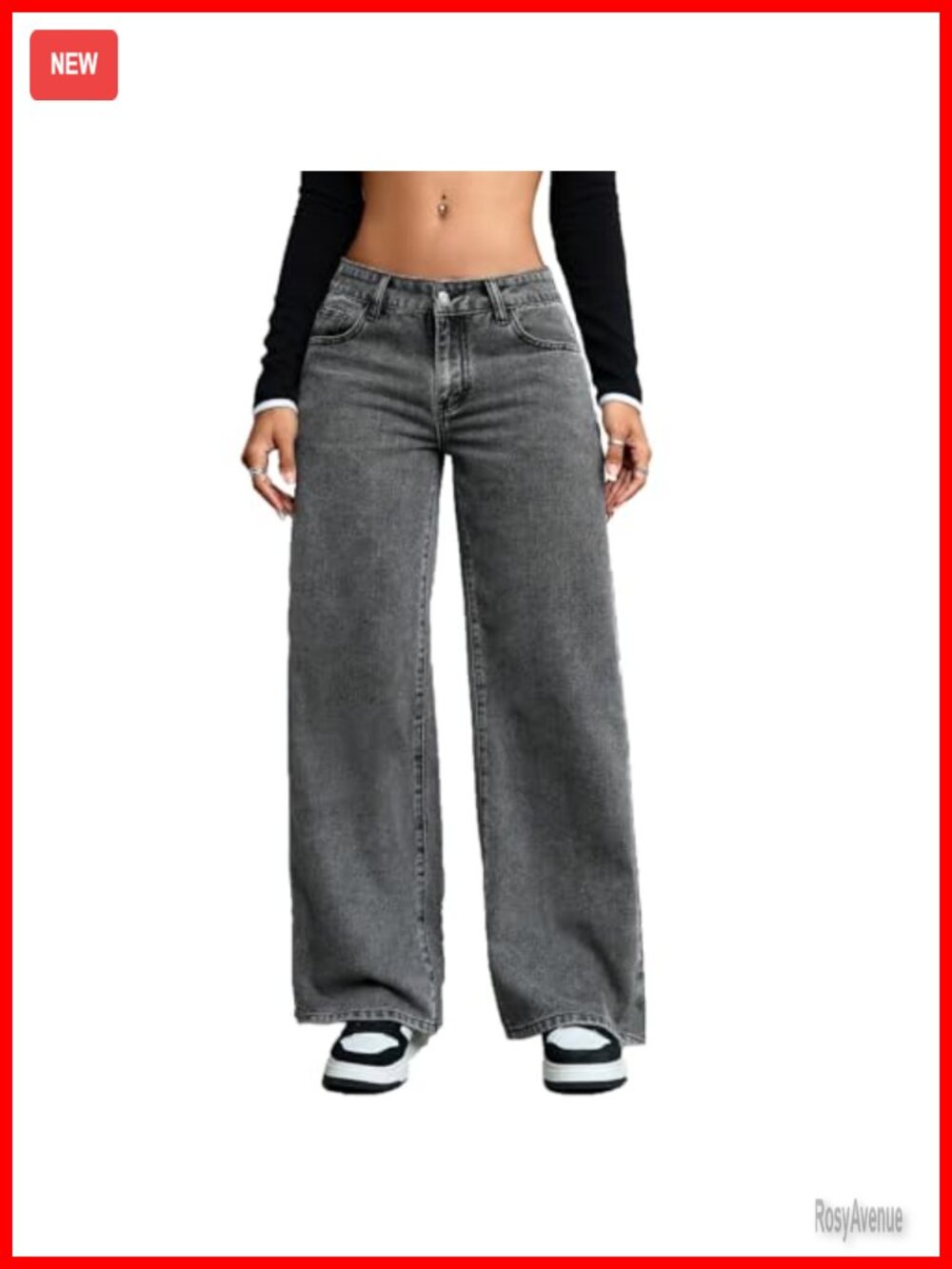 Low Rise Baggy Jeans Wide Straight Leg Denim Pants Y2K Streetwear Trousers